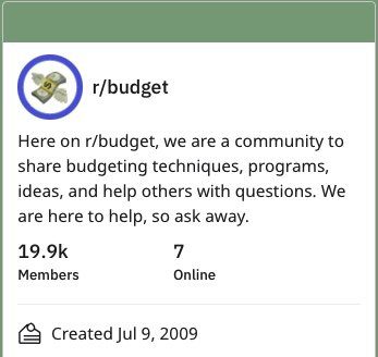 r/budget subreddit on reddit for budgeting