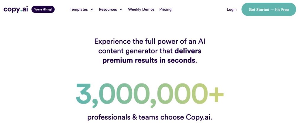 Best AI Writing Tools and Pricing Plans: 
copy ai