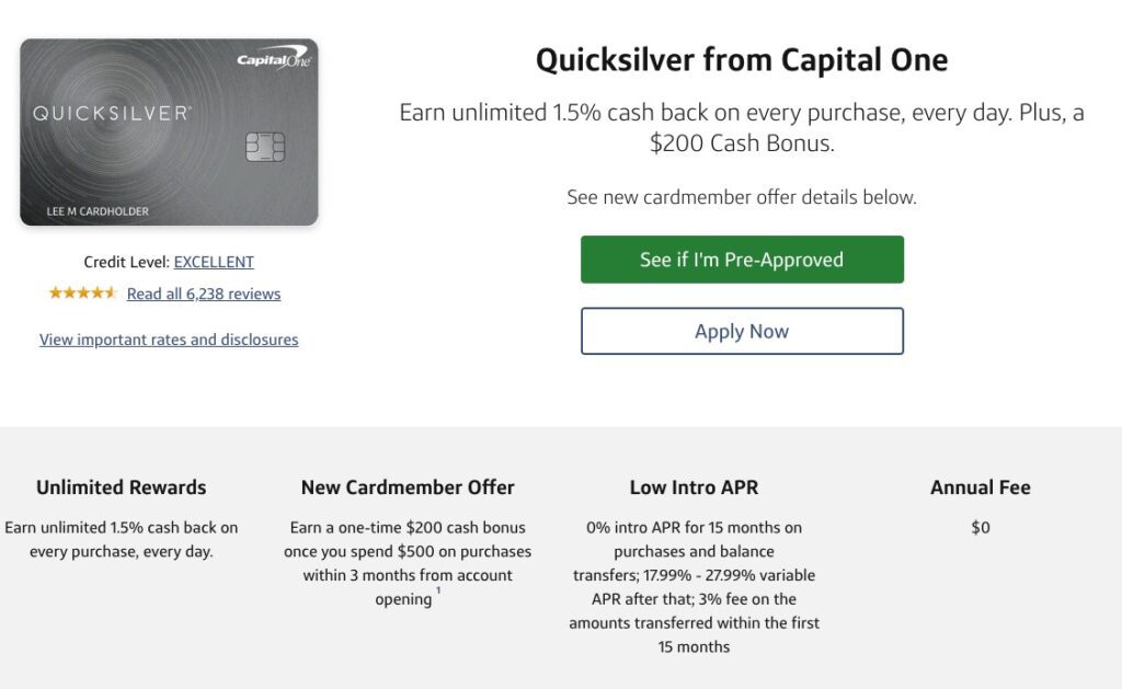 Best Credit Cards For Digital Nomads, Capital One Quicksilver Credit Card