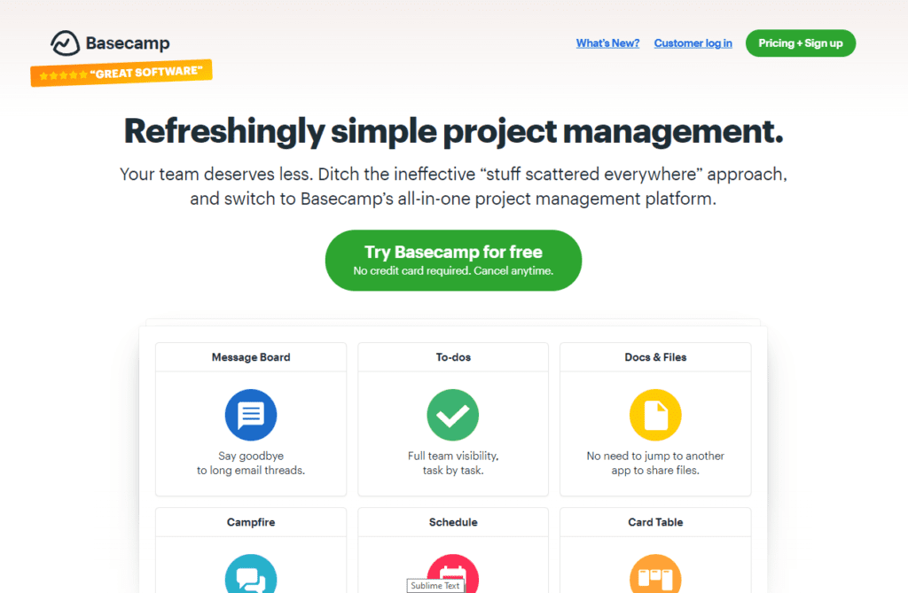 Best Project Management Software For Solopreneurs, basecamp