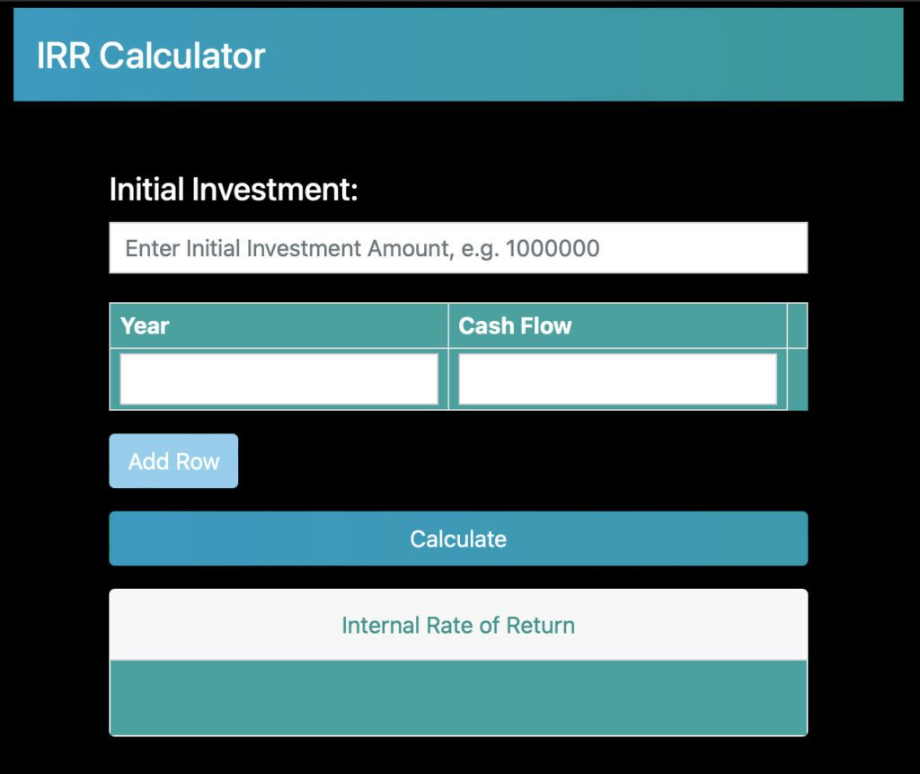 How To Calculate IRR Using IRR Calculator