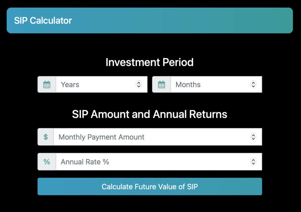 SIP Calculator to calculate the total future value of SIP investments